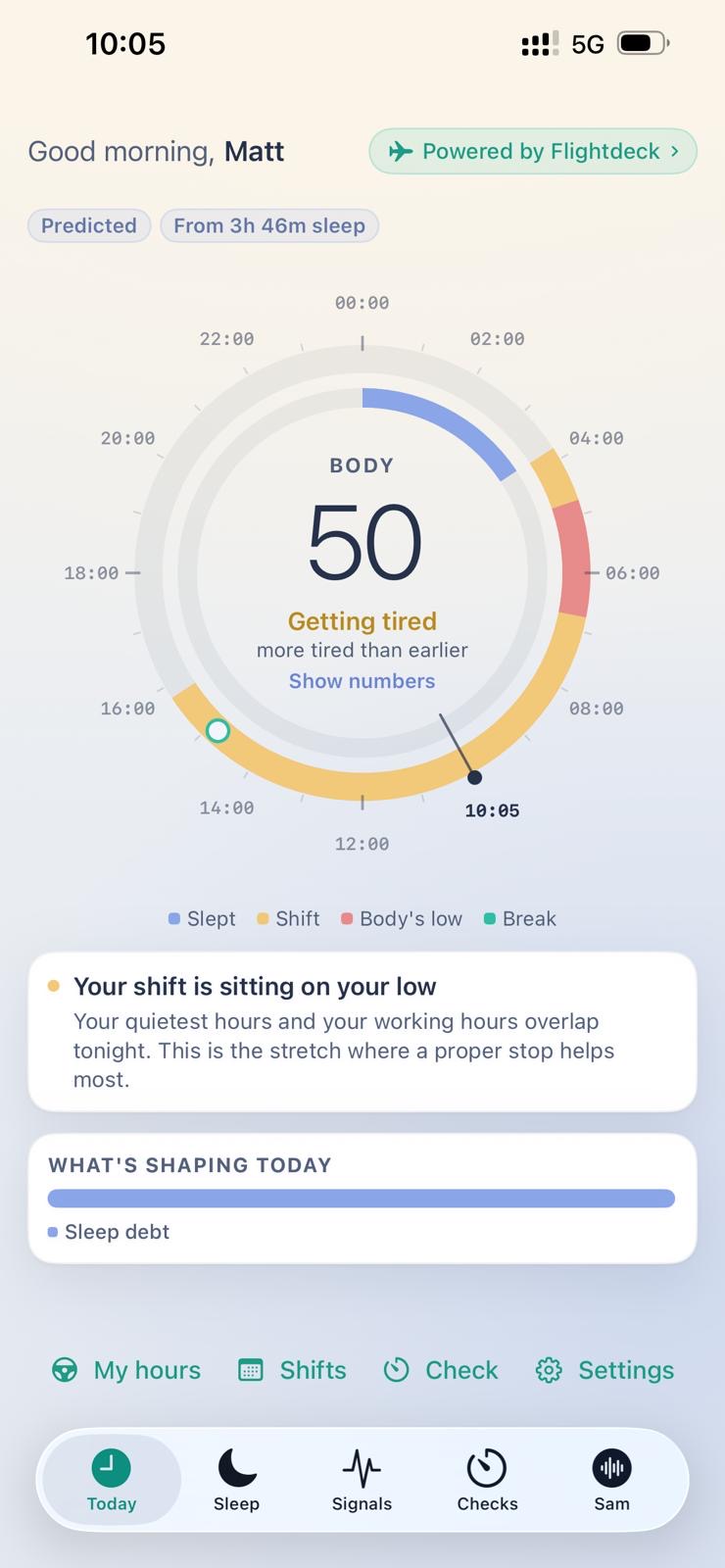 The Day Dial — 24-hour readiness circle